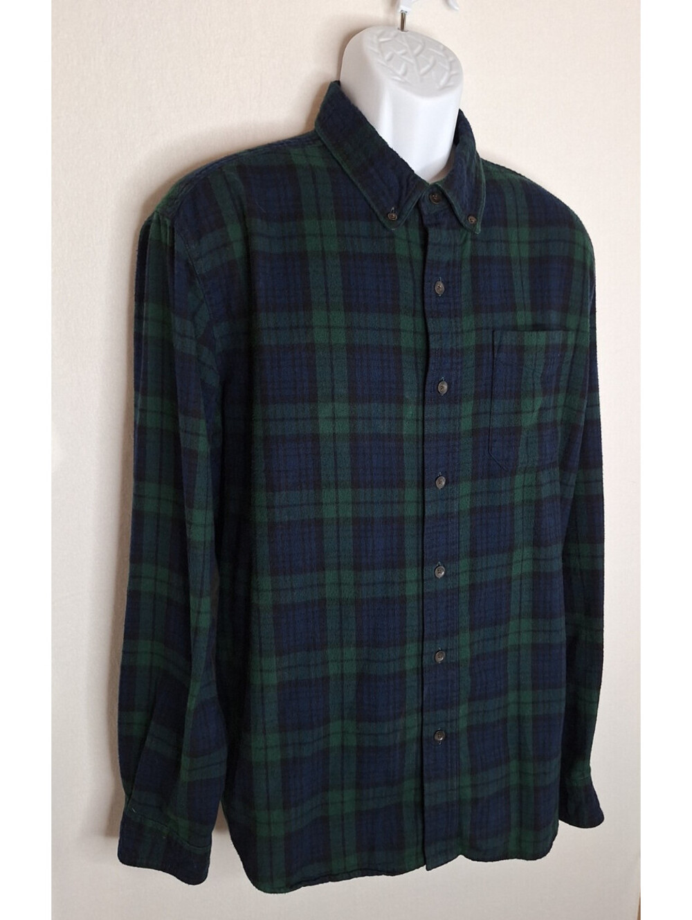LL Bean Scotch Plaid Flannel Traditional Fit Button Up Shirt Kurt Cobain Nirvana